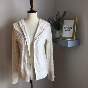 NWT Express Cream Floral Lace Zip Hoodie